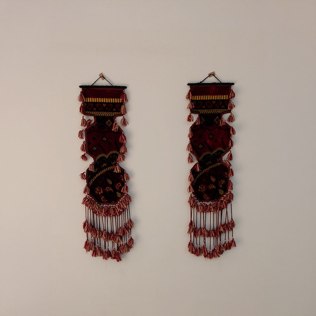 Hand Knotted Wall Hanging Strips | Antique Bohemian Wall Art