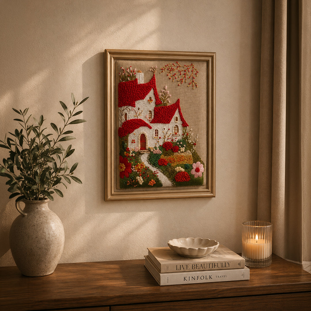 Aari Wall Hanging | Handmade Embroidered Luxury Wall Art | Set 01 (Rectangular)