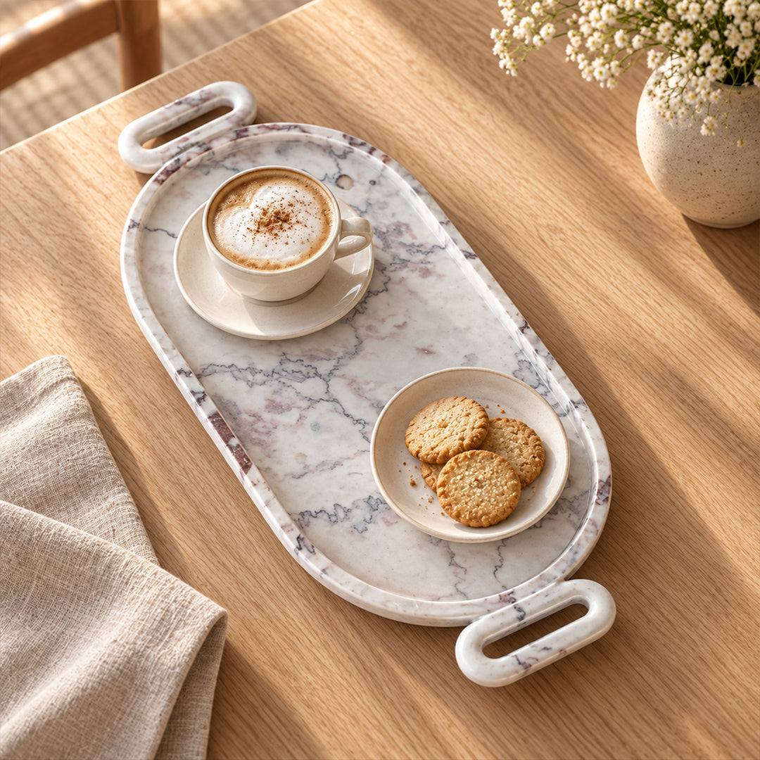 Marble Tray with Handle | Handmade Luxury Natural Stone Decor