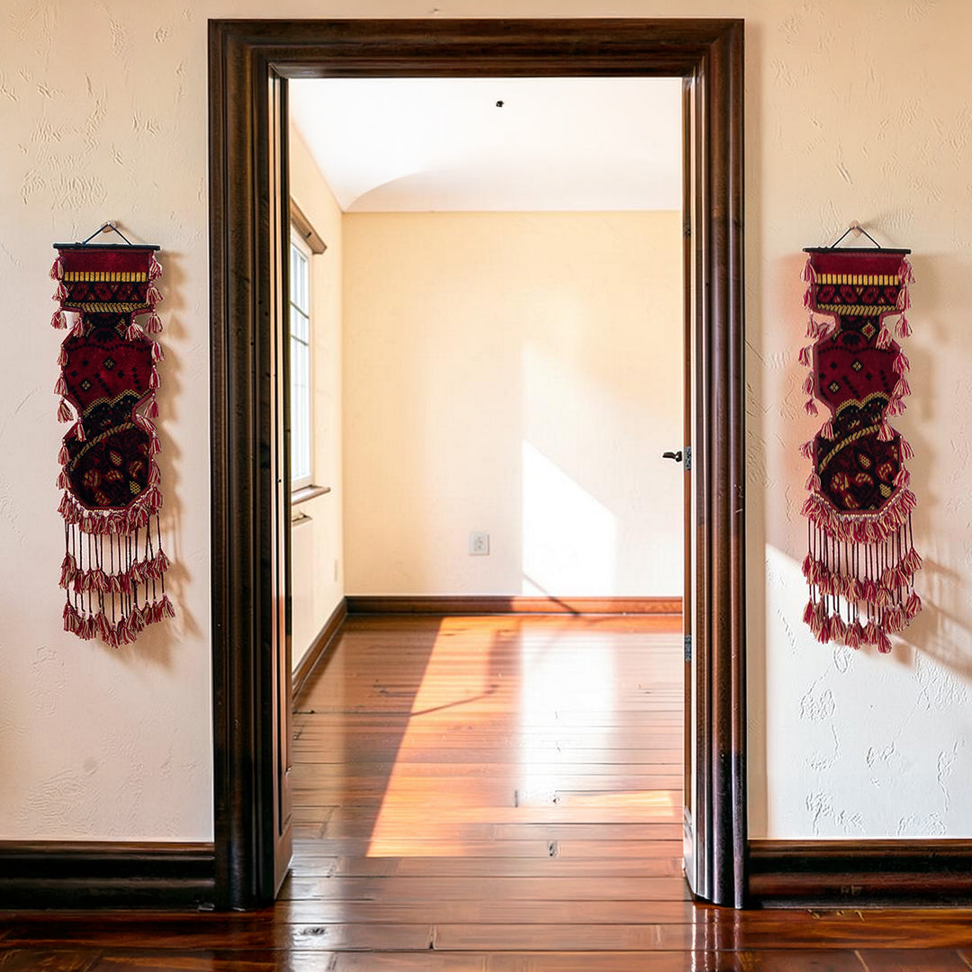 Hand Knotted Wall Hanging Strips | Antique Bohemian Wall Art