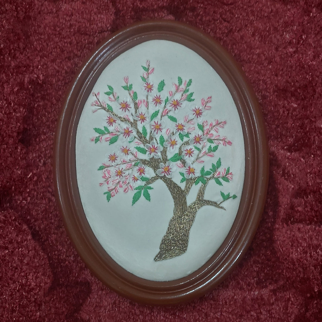 Aari Wall Hanging | Handmade Embroidered Wall Art | Set 03 (Oval)