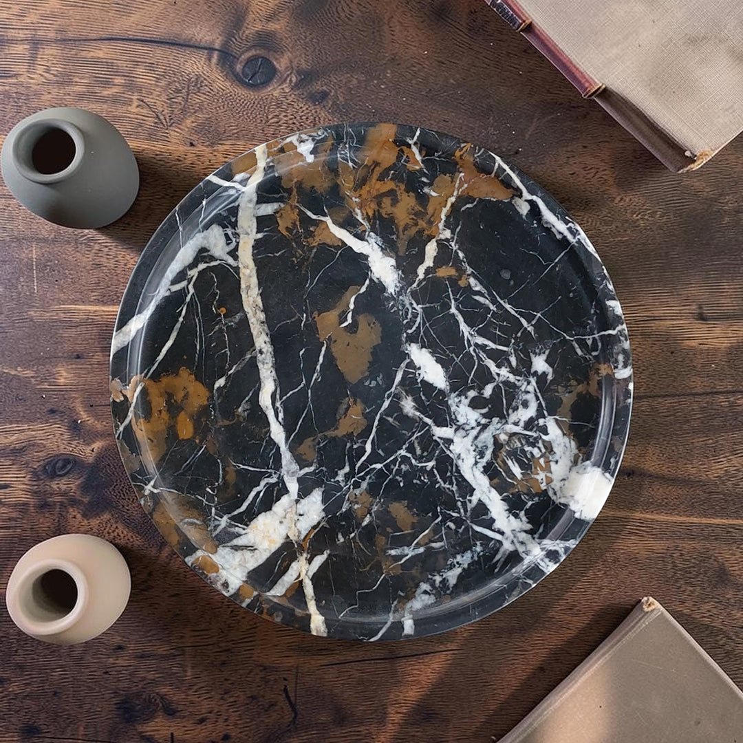 Marble Tray Round | Handmade Natural Stone Decorative Tray