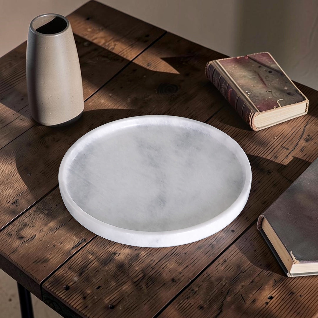 Marble Tray Round | Handmade Natural Stone Decorative Tray