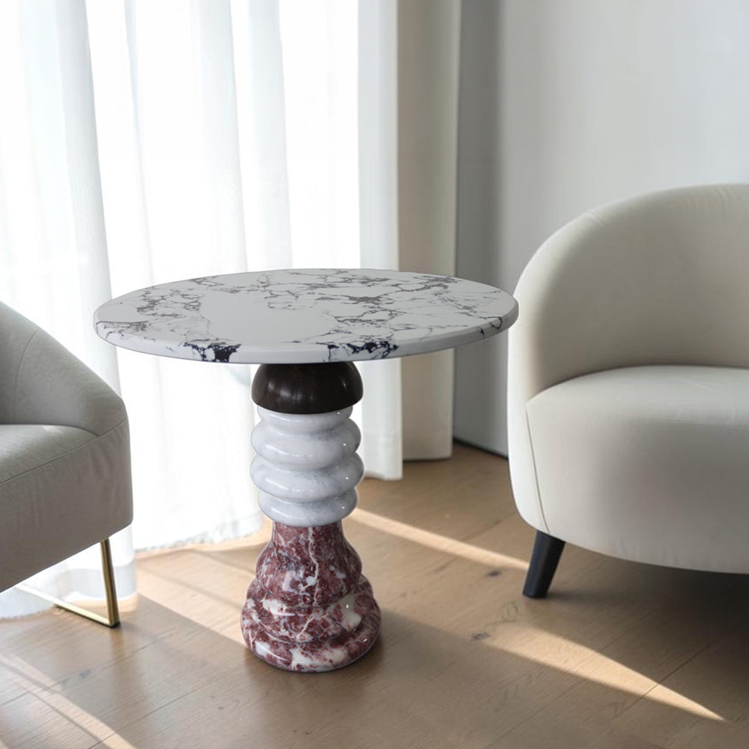 Natural Stone Multi‑Color Side Table | Handcrafted Marble Accent for Timeless Luxury | Coffee Table
