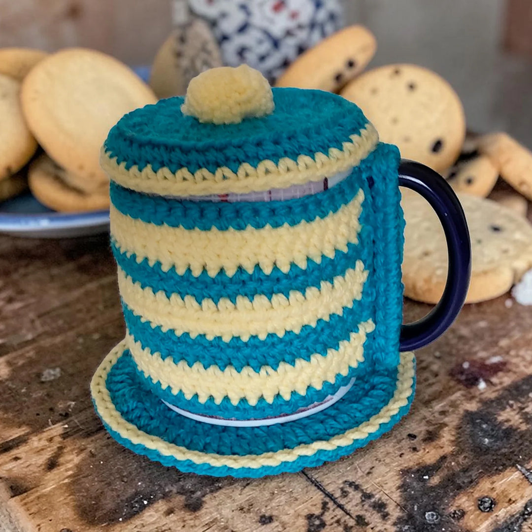 Crochet Cup Cozy with Coaster and Cover | Hand Knitted Mug Cozy Set | Warmth & Elegance