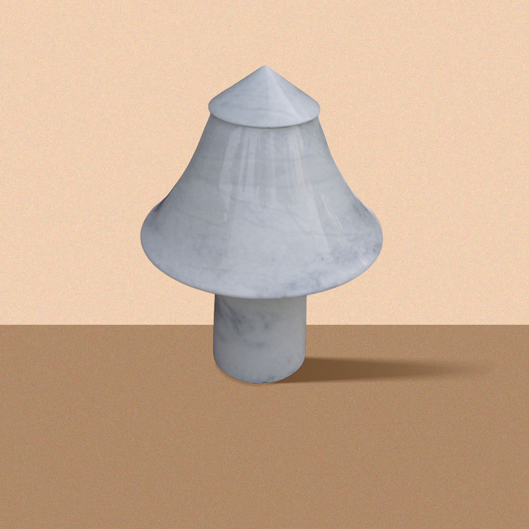 Marble Lamp Mushroom Design White | Hand-Carved Minimalist Decor