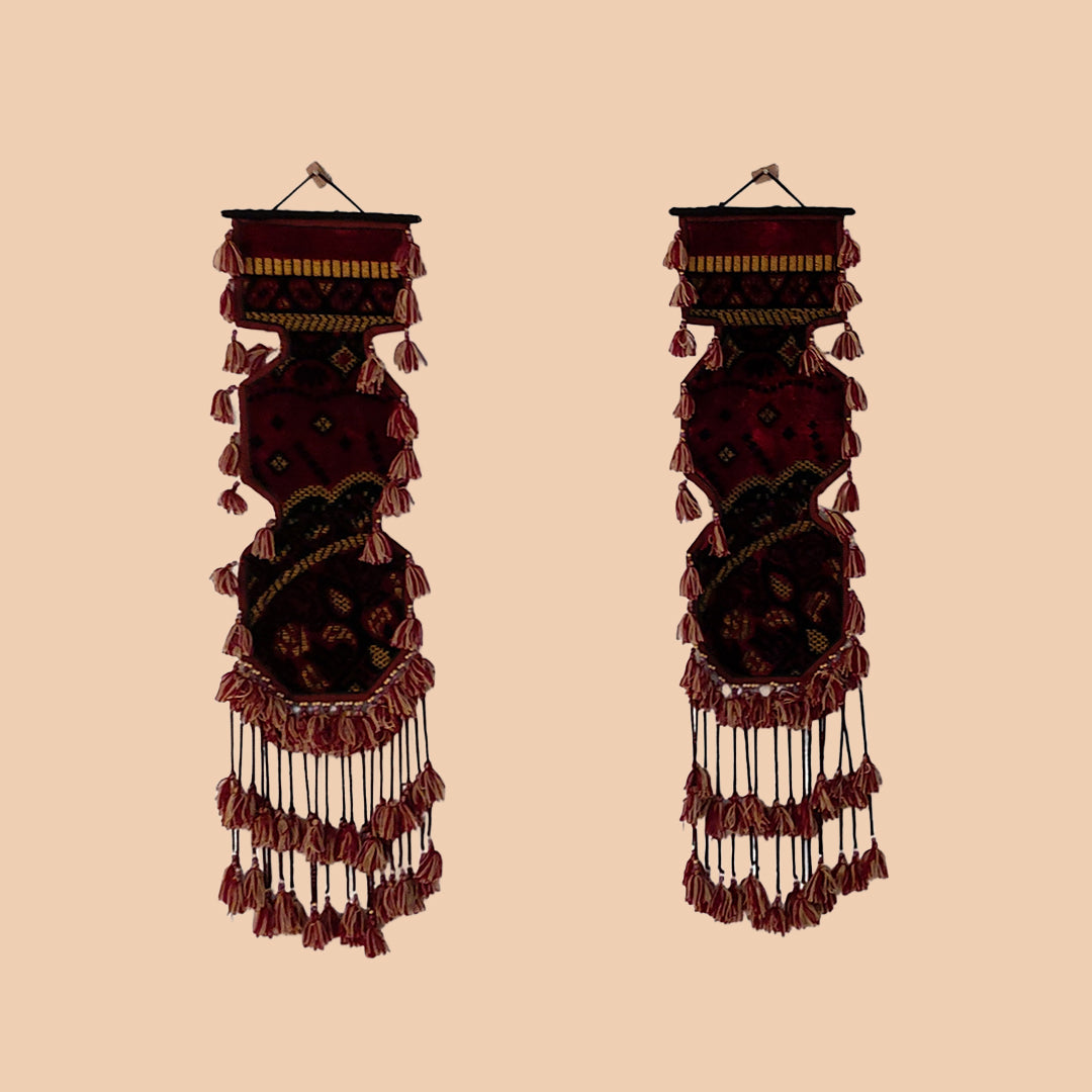 Hand Knotted Wall Hanging Strips | Antique Bohemian Wall Art