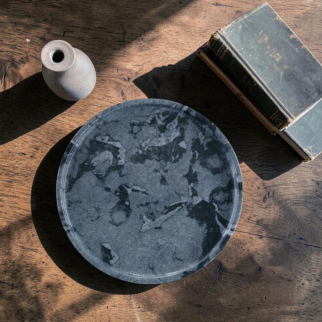 Marble Tray Round | Handmade Natural Stone Decorative Tray