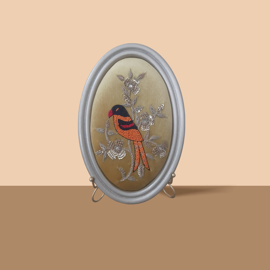 Aari Wall Hanging | Handmade Embroidered Wall Art | Set 4 (Small Oval)