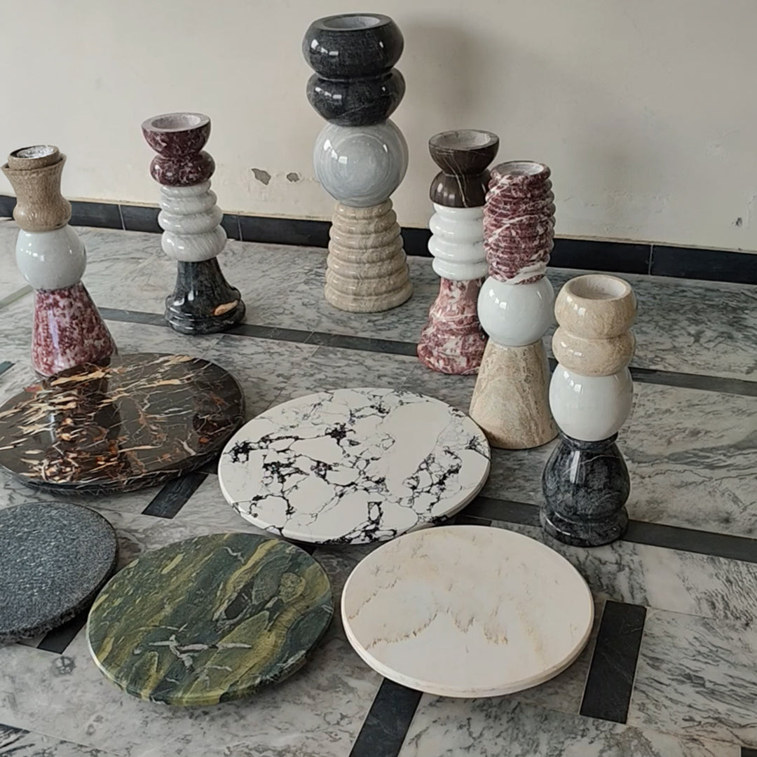Natural Stone Multi‑Color Side Table | Handcrafted Marble Accent for Timeless Luxury | Coffee Table