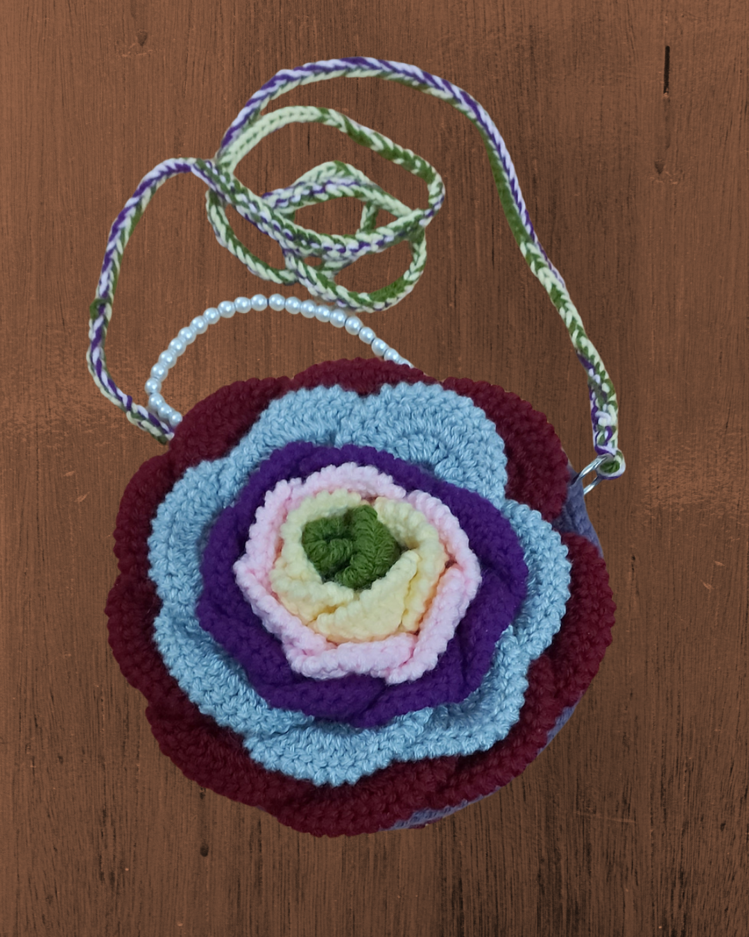 Luxury Crochet Rose Bag – Handmade Floral Purse with Custom Colors & Straps | Bridal Wedding Handbag, Party Clutch, Gift for Her