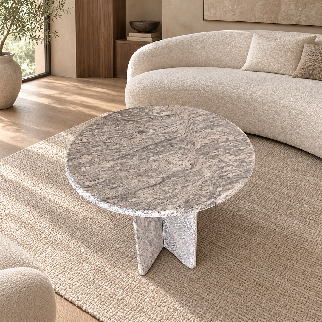 Marble Table | Natural Stone Side Table | X Shape Leg