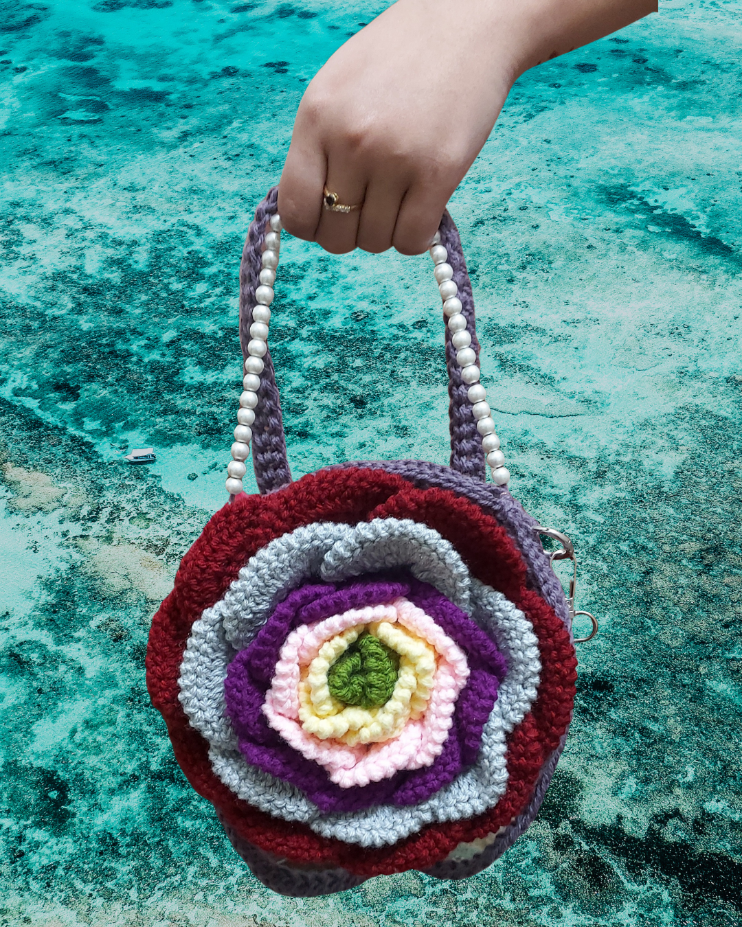 Luxury Crochet Rose Bag – Handmade Floral Purse with Custom Colors & Straps | Bridal Wedding Handbag, Party Clutch, Gift for Her