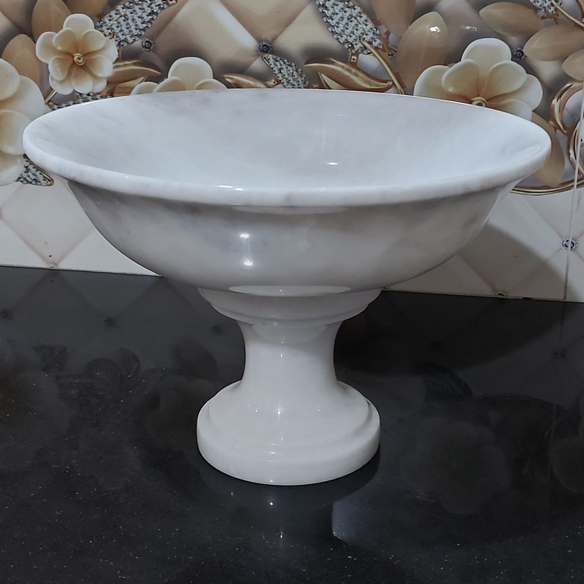 Handmade Marble Serving Bowl | Luxury Natural Stone Decor | Multi-purpose Pedestal Bowl