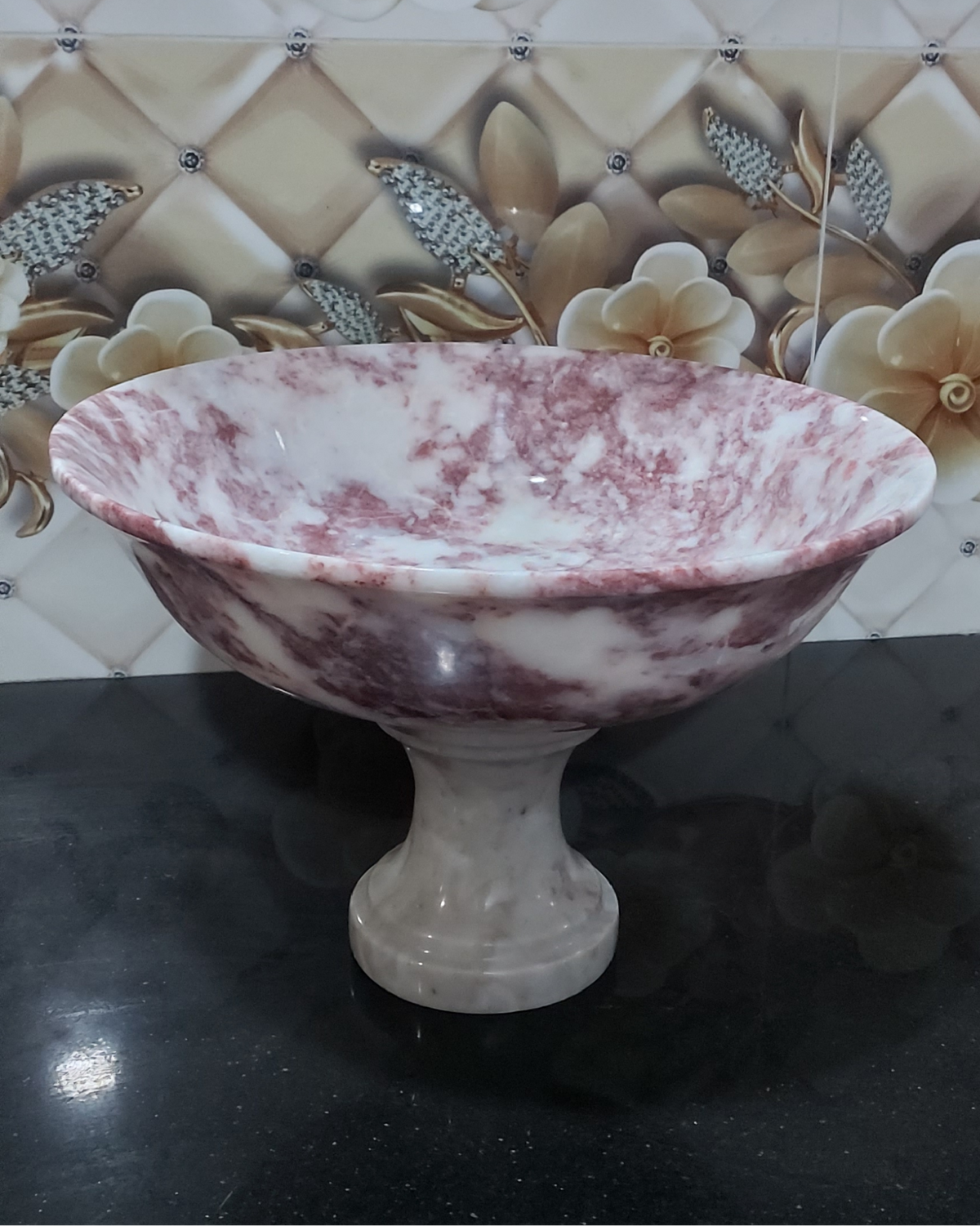Handmade Marble Serving Bowl | Luxury Natural Stone Decor | Multi-purpose Pedestal Bowl