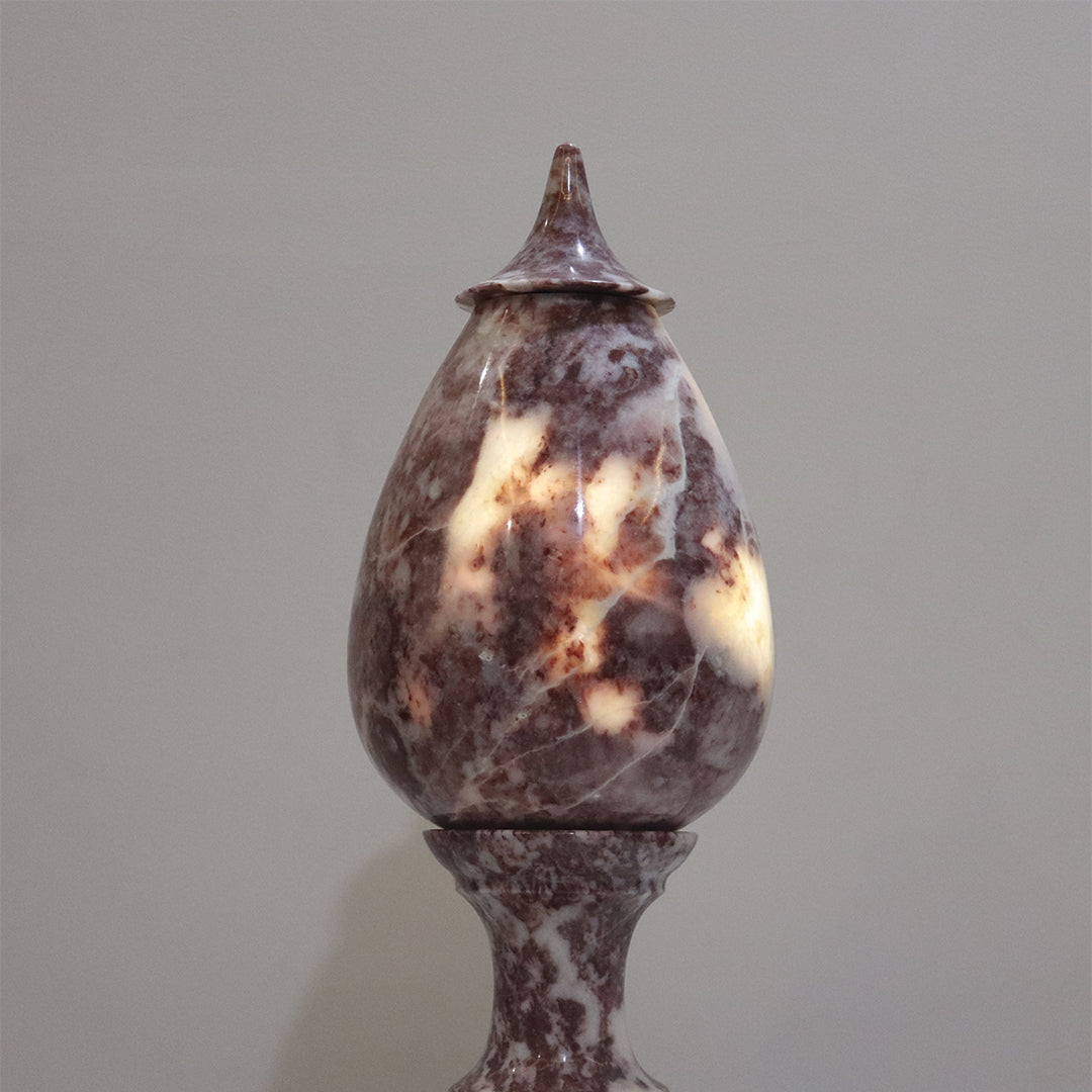 Hand-Carved Rosso Marble Lamp | Stress Relief Minimalist Boho design | Decor with Meditation remedy