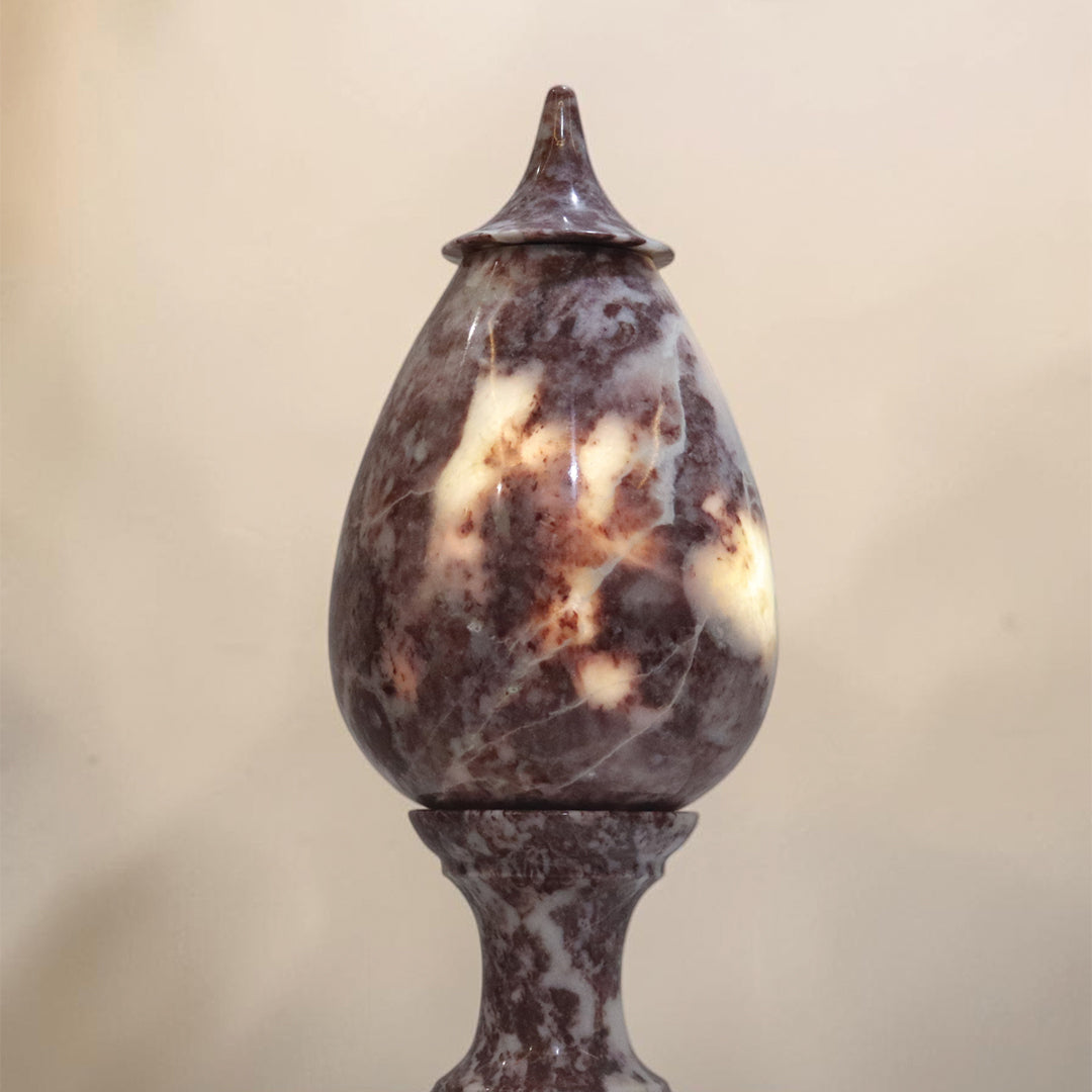 Hand-Carved Rosso Marble Lamp | Stress Relief Minimalist Boho design | Decor with Meditation remedy