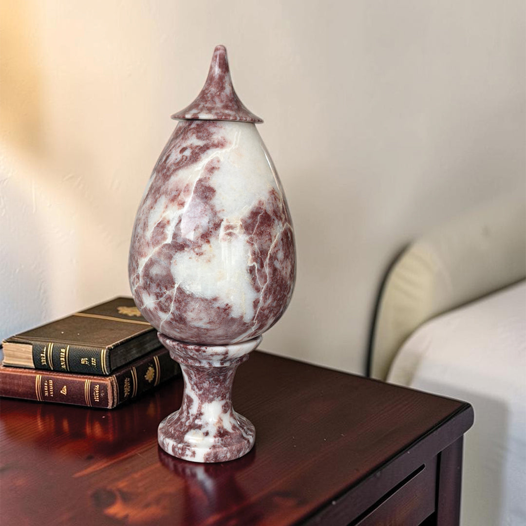 Hand-Carved Rosso Marble Lamp | Stress Relief Minimalist Boho design | Decor with Meditation remedy