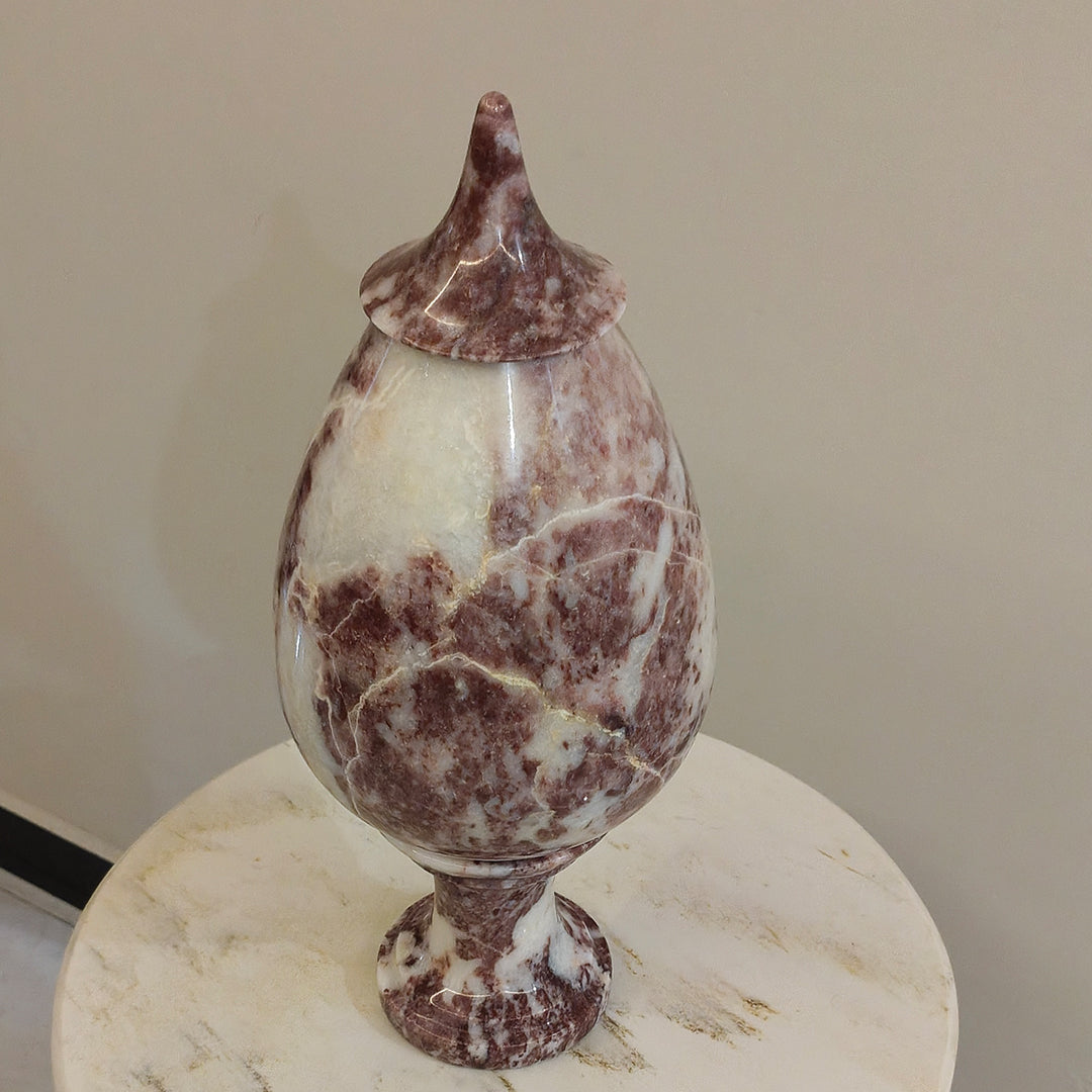 Hand-Carved Rosso Marble Lamp | Stress Relief Minimalist Boho design | Decor with Meditation remedy