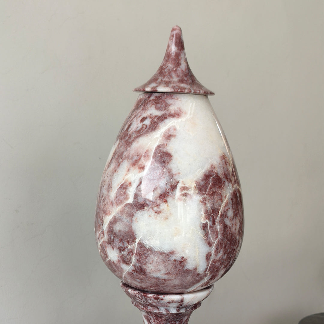 Hand-Carved Rosso Marble Lamp | Stress Relief Minimalist Boho design | Decor with Meditation remedy
