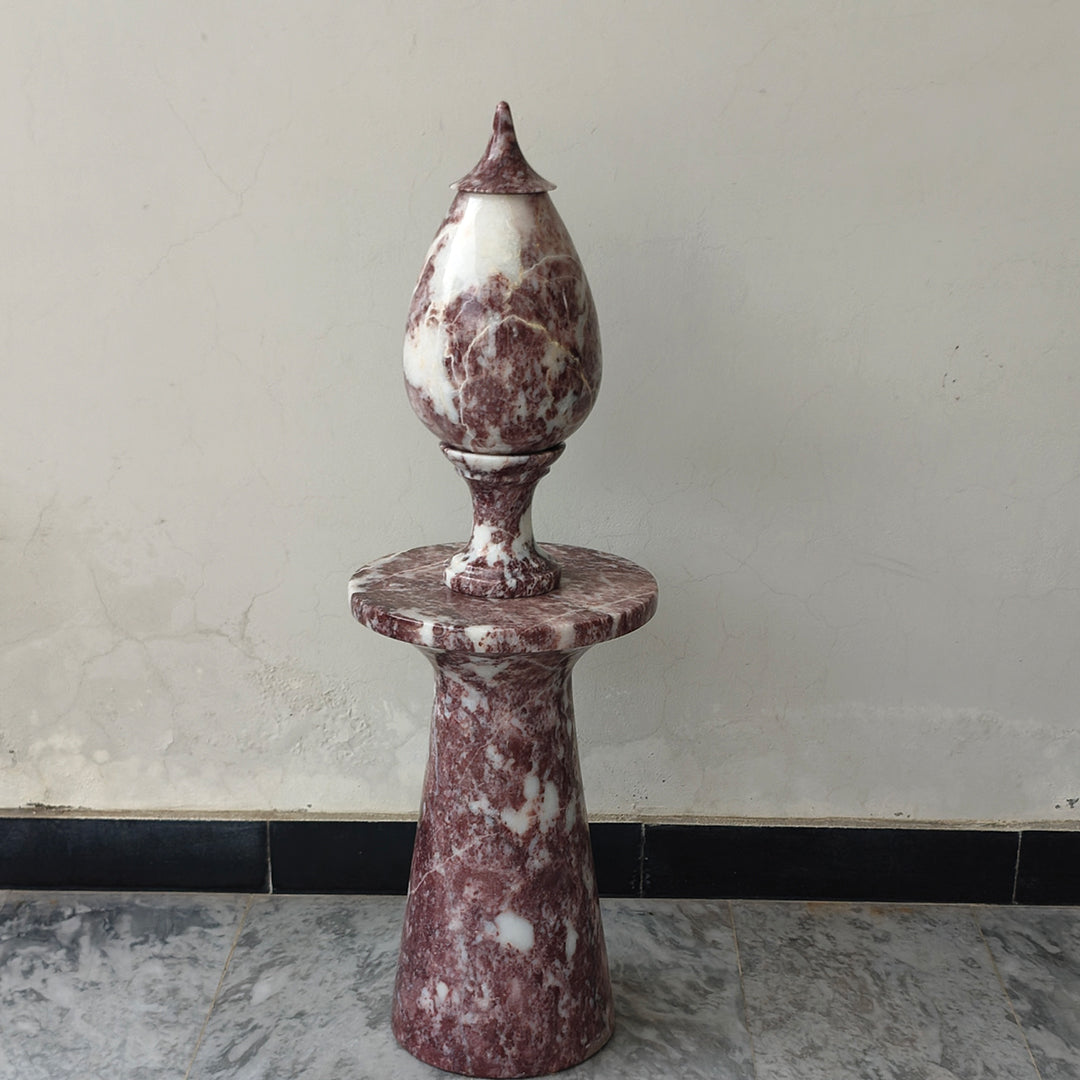 Hand-Carved Rosso Marble Lamp | Stress Relief Minimalist Boho design | Decor with Meditation remedy