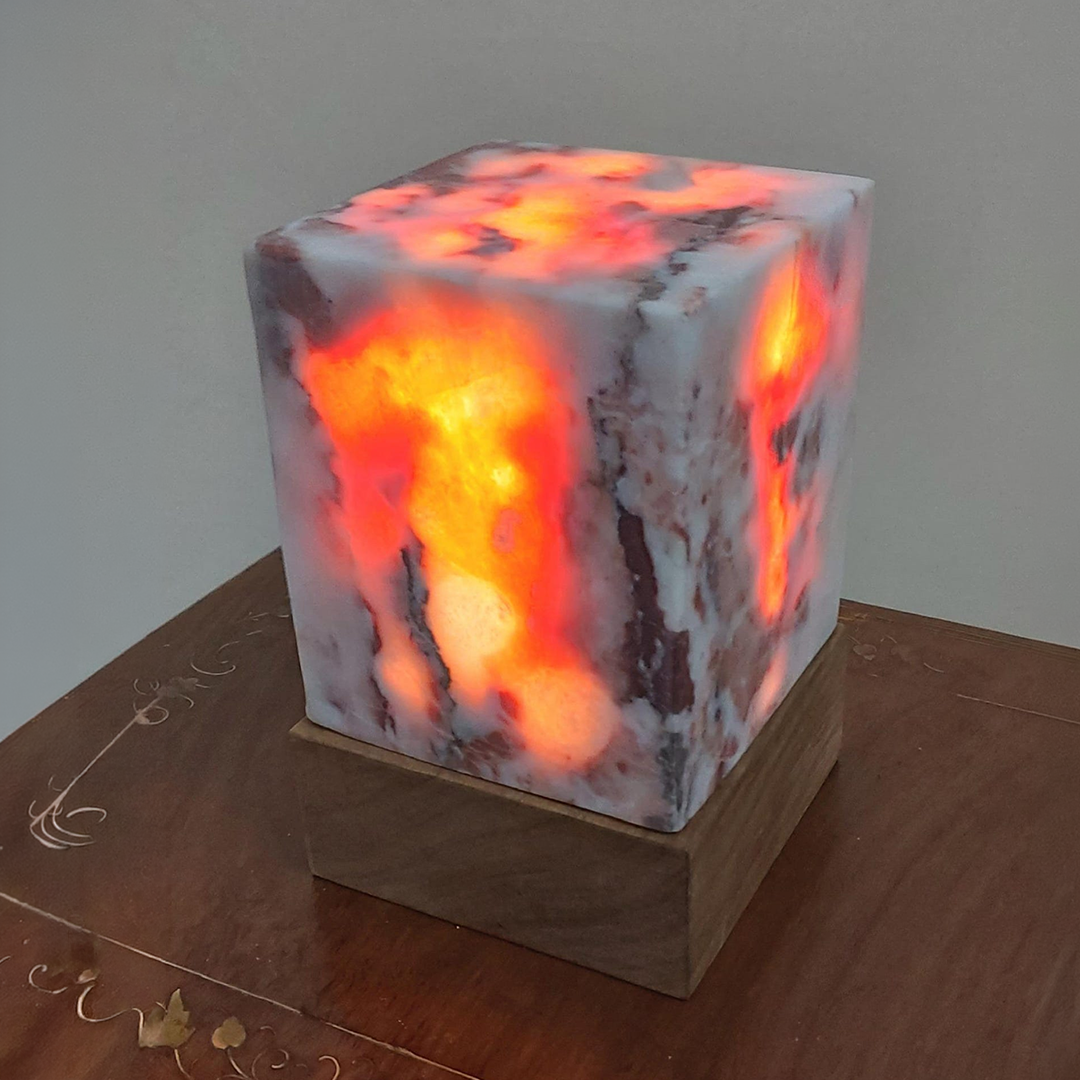 Light Rosso Levanto Marble Lamp | Natural Marble Minimalist Boho Decor