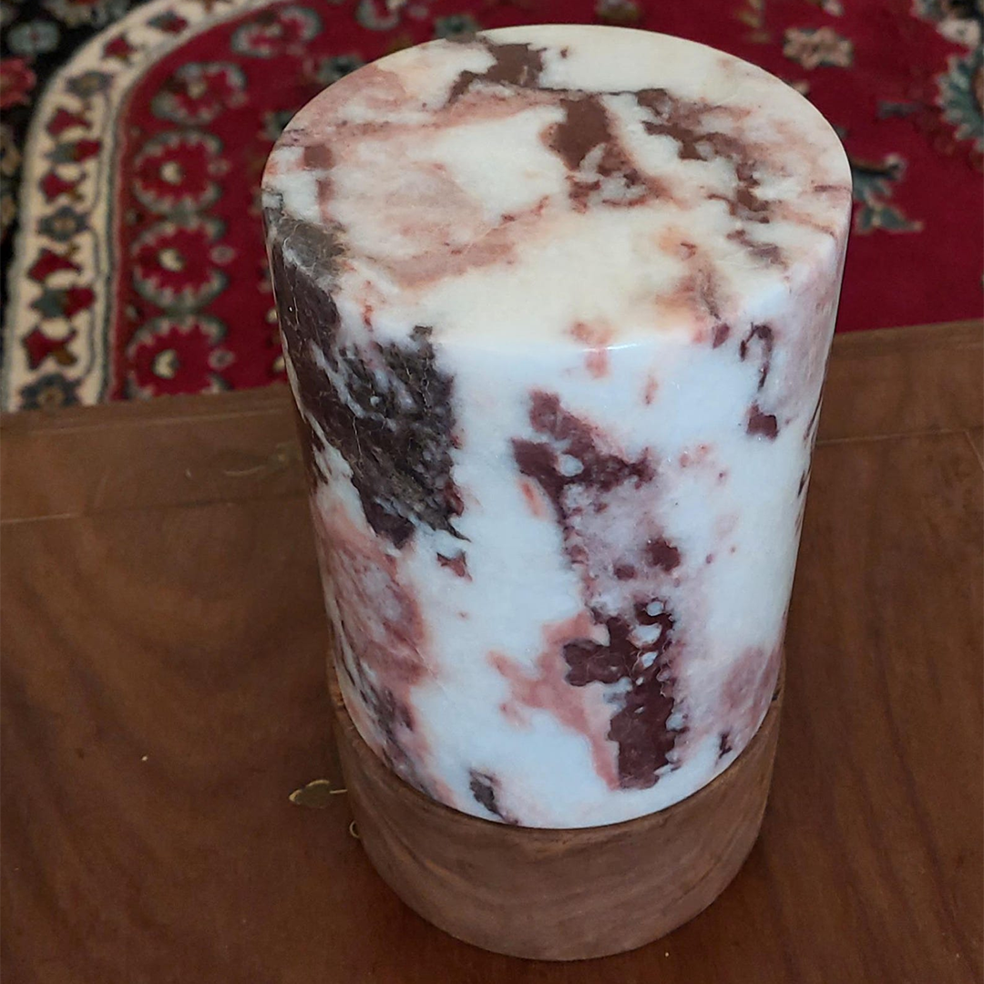 Light Rosso Levanto Marble Lamp | Natural Marble Minimalist Boho Decor
