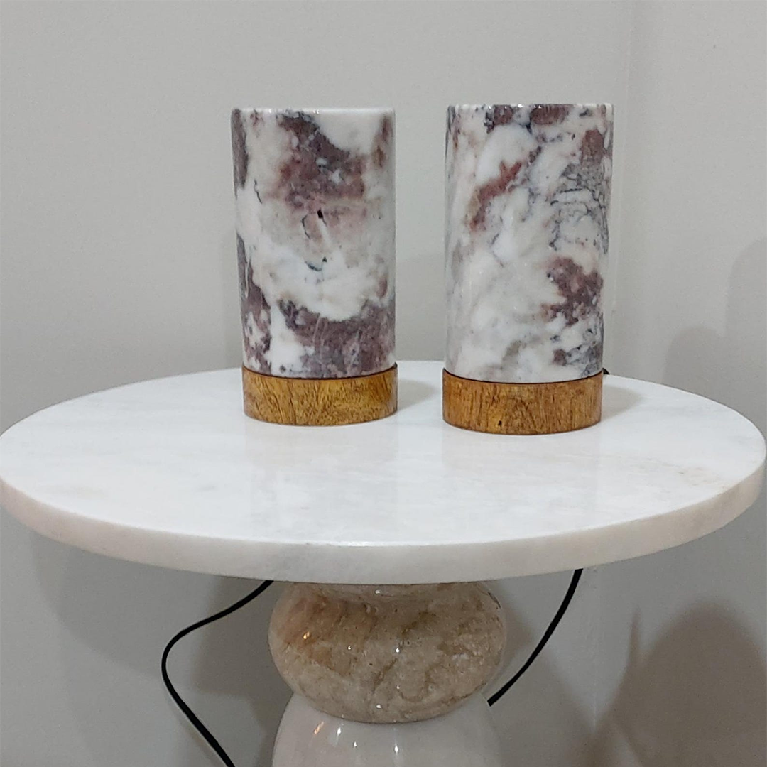 Light Rosso Levanto Marble Lamp | Natural Marble Minimalist Boho Decor