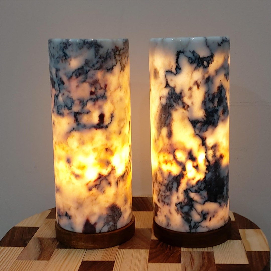 Light Rosso Levanto Marble Lamp | Natural Marble Minimalist Boho Decor