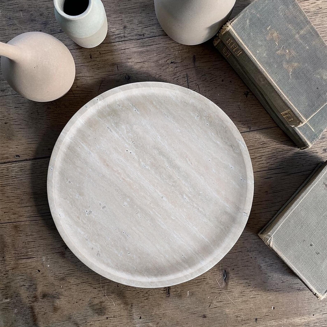 Marble Tray Round | Handmade Natural Stone Decorative Tray