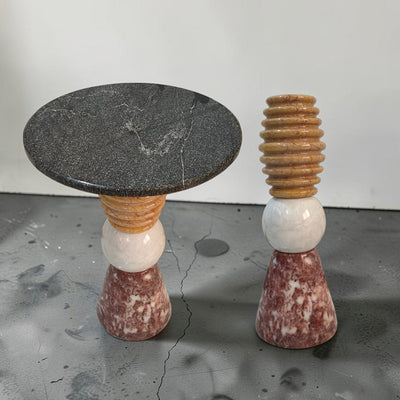Natural Stone Multi‑Color Side Table | Handcrafted Marble Accent for Timeless Luxury | Coffee Table