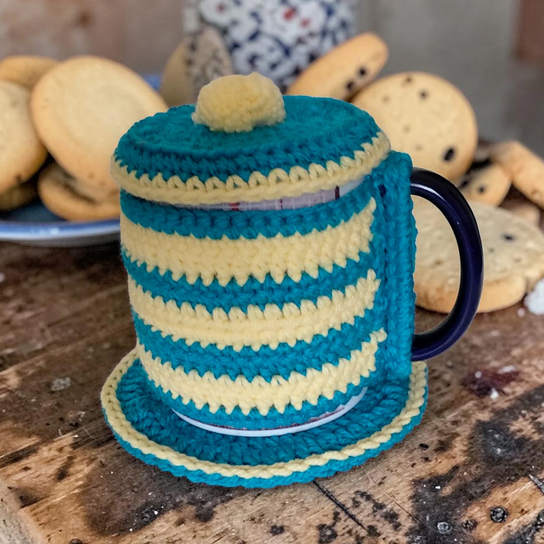 Crochet Cup Cozy with Coaster and Cover | Hand Knitted Mug Cozy Set | Warmth & Elegance