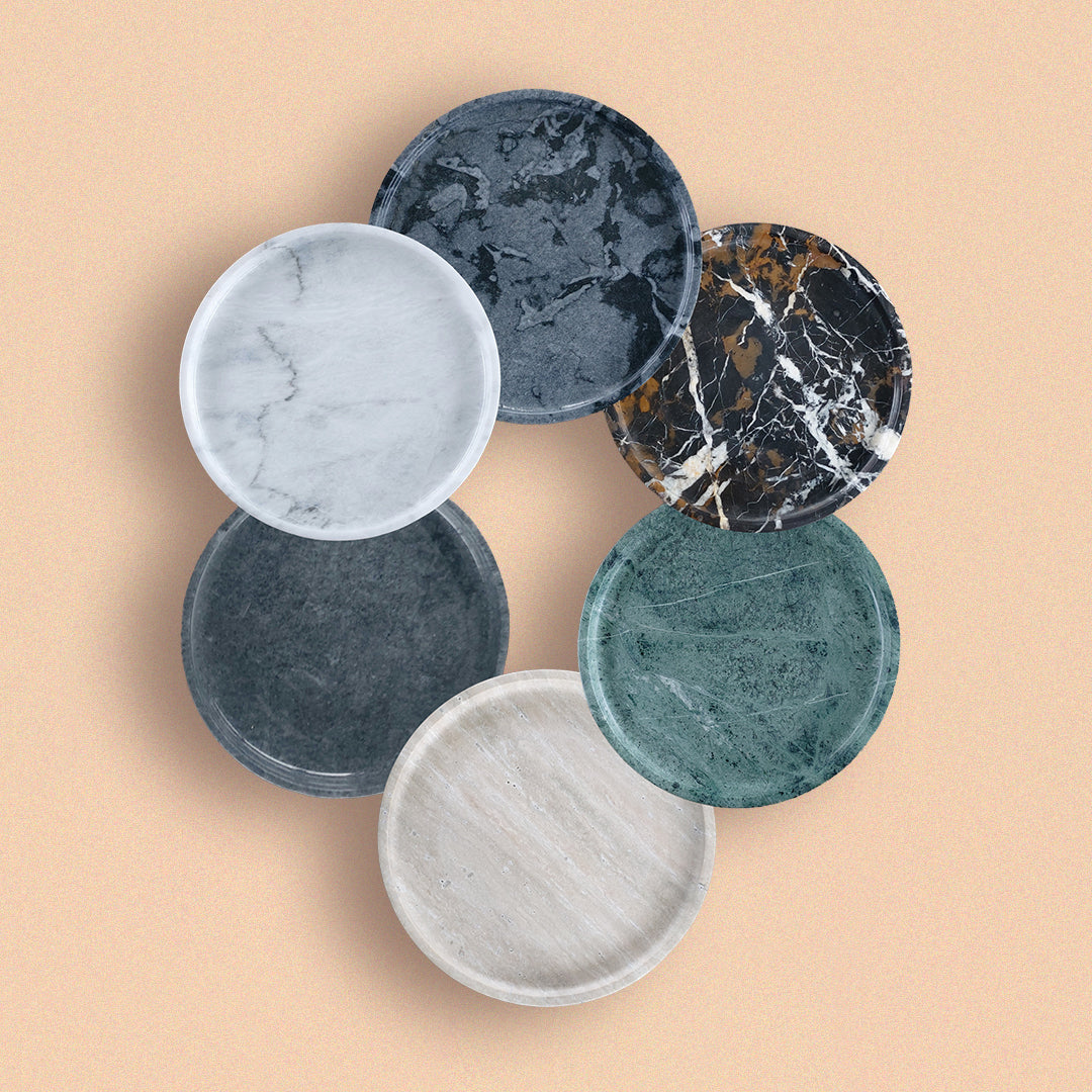 Marble Tray Round | Handmade Natural Stone Decorative Tray