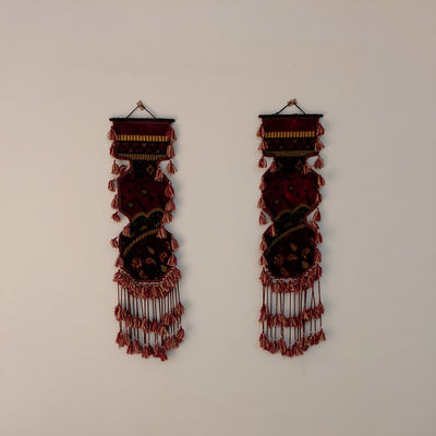 Hand Knotted Wall Hanging Strips | Antique Bohemian Wall Art