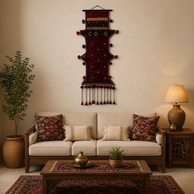 Hand Knotted Wall Hanging Strips | Antique Bohemian Wall Art