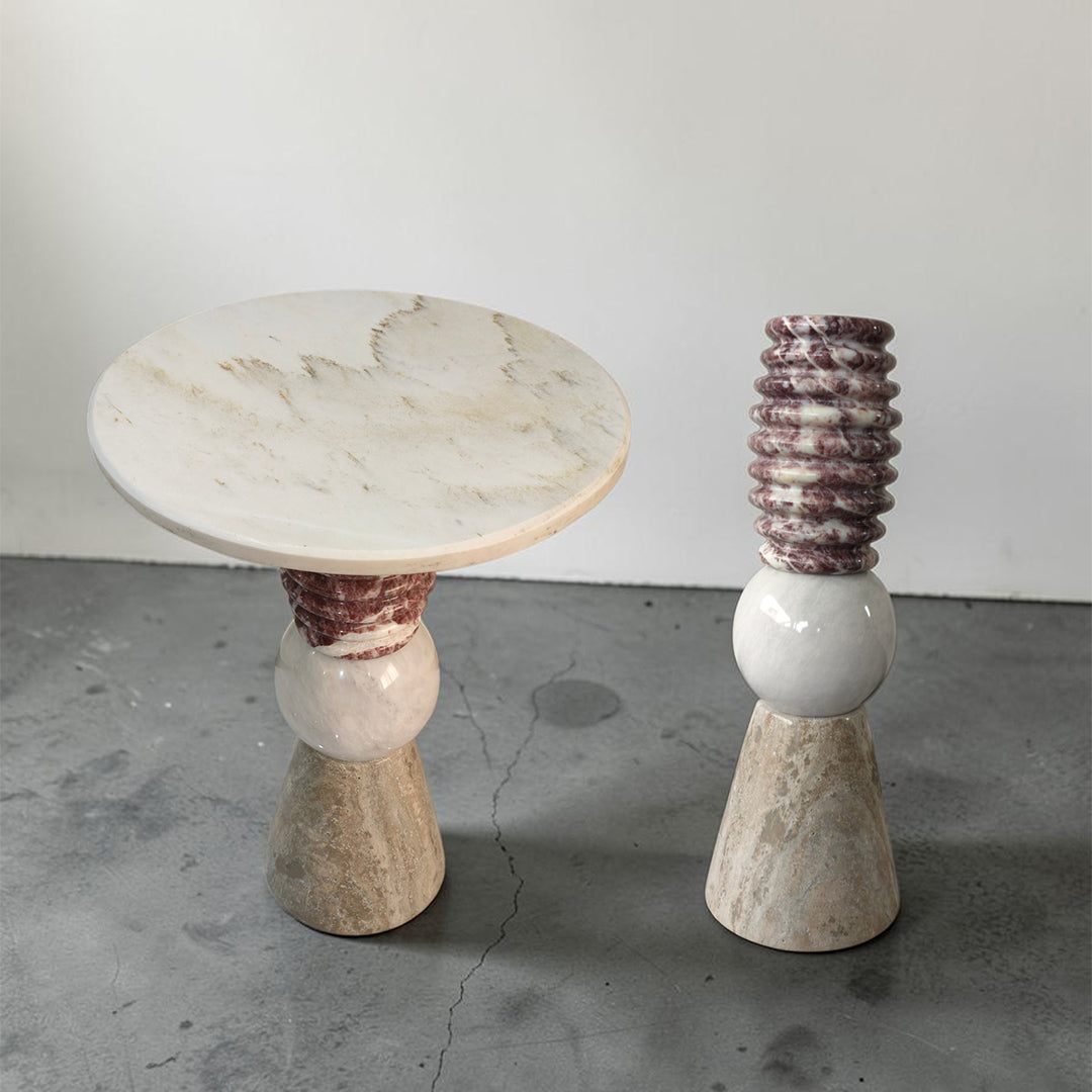 Natural Stone Multi‑Color Side Table | Handcrafted Marble Accent for Timeless Luxury | Coffee Table