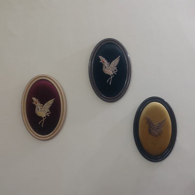 Aari Wall Hanging | Handmade Embroidered Wall Art | Set 4 (Small Oval)