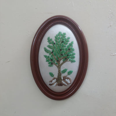 Aari Wall Hanging | Handmade Embroidered Wall Art | Set 03 (Oval)