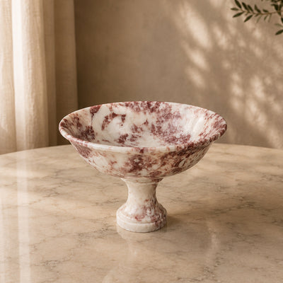 Handmade Marble Serving Bowl | Luxury Natural Stone Decor | Multi-purpose Pedestal Bowl