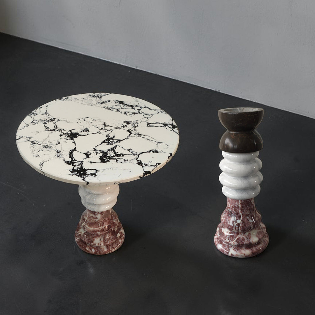 Natural Stone Multi‑Color Side Table | Handcrafted Marble Accent for Timeless Luxury | Coffee Table
