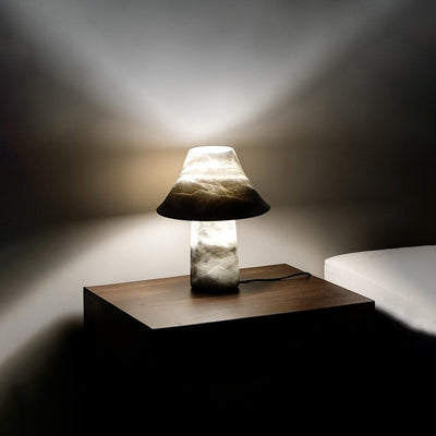 Marble Lamp Mushroom Design White | Hand-Carved Minimalist Decor