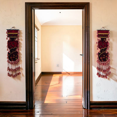 Hand Knotted Wall Hanging Strips | Antique Bohemian Wall Art