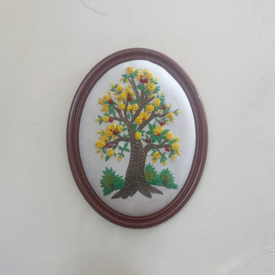 Aari Wall Hanging | Handmade Embroidered Wall Art | Set 03 (Oval)