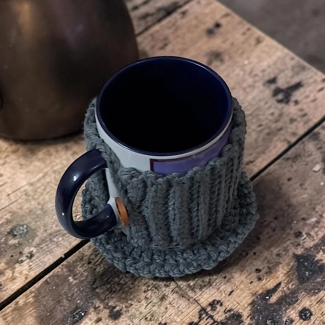 Crochet Cup Cozy with Coaster and Cover | Hand Knitted Mug Cozy Set | Warmth & Elegance