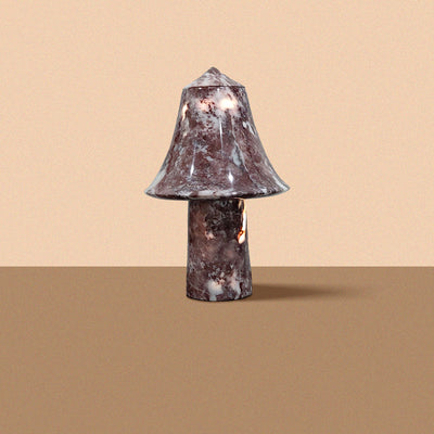 Marble Lamp Mushroom Design Red | Natural Rose Marble Boho Decor