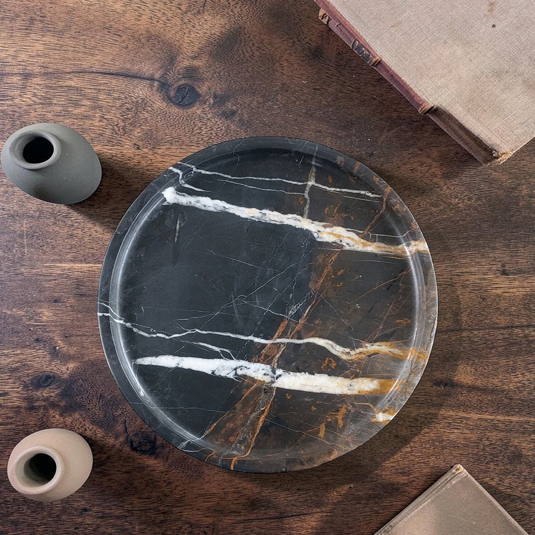 Marble Tray Round | Handmade Natural Stone Decorative Tray