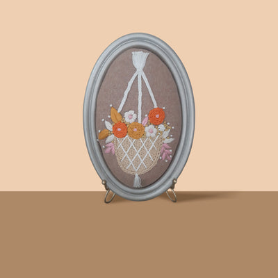 Handmade Aari Embroidered Tapestry | Wall Hanging | Antique Floral Wall Art | Unique Decor Gift. Set 4 (Small Oval )