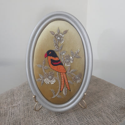 Aari Wall Hanging | Handmade Embroidered Wall Art | Set 4 (Small Oval)