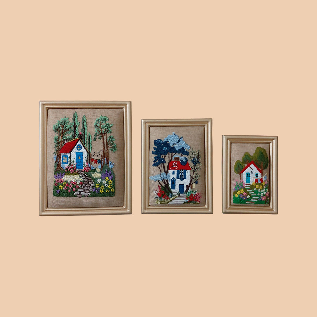 Aari Wall Hanging | Handmade Embroidered Luxury Wall Art | Set 01 (Rectangular)