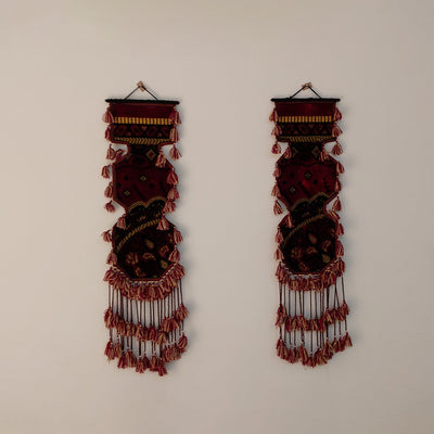 Hand Knotted Wall Hanging Strips | Antique Bohemian Wall Art